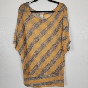 Celine by Champion yellow& grey sheer knit top sz 2XL